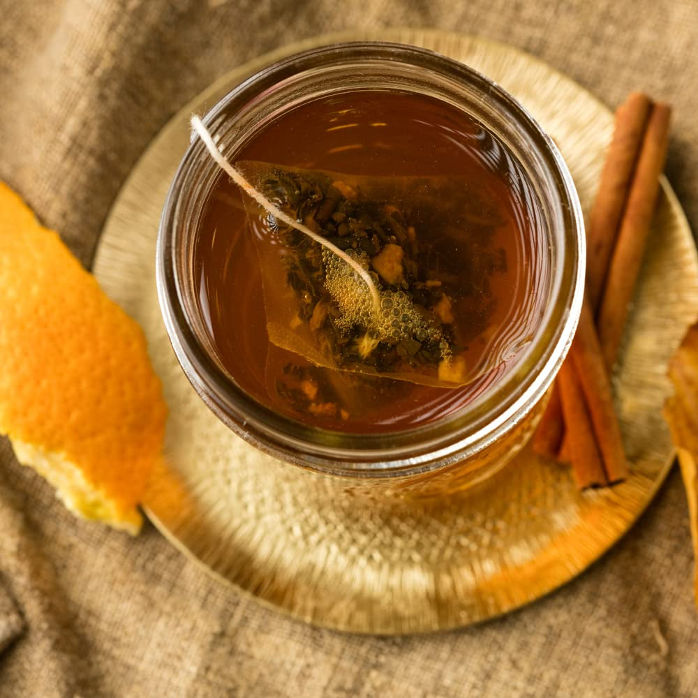 Hot Cinnamon Spice, Bag of 50 Sachets, Black Tea W/Orange Pieces and Cloves (Pack of 1) (Packaging May Vary)