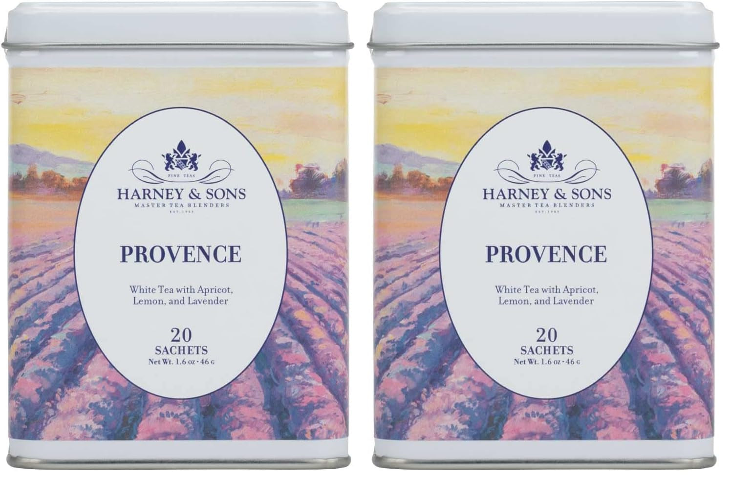 Provence Tea, White Tea with Flavors of Apricot, Lemon and Lavender, (Pack of 2)