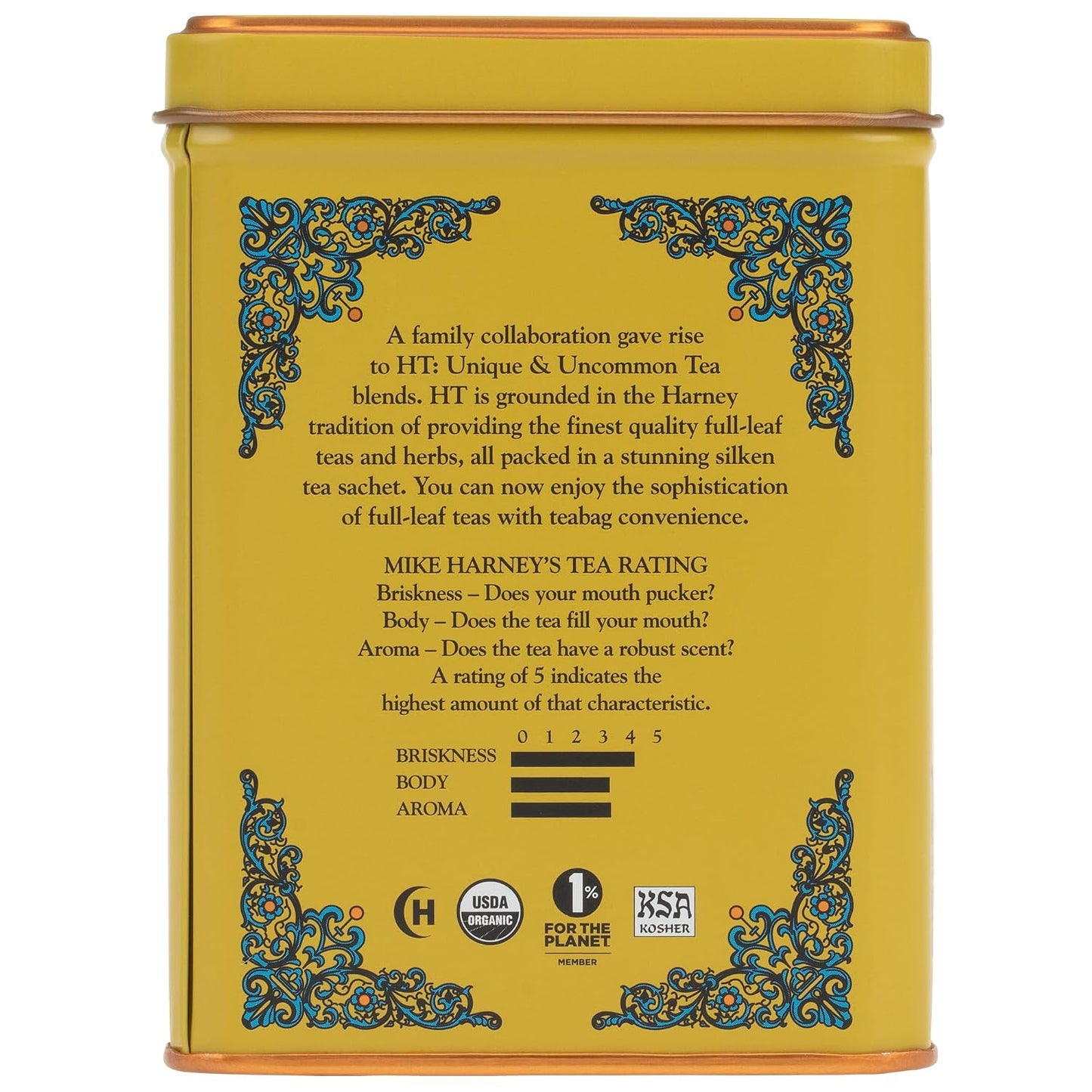Organic Ginger Lemon Herbal Tea, 20 Sachets in Tin | Organic Herbal Tea with Ginger Root, Lemon Peel and Black Pepper. Naturally Caffeine Free.