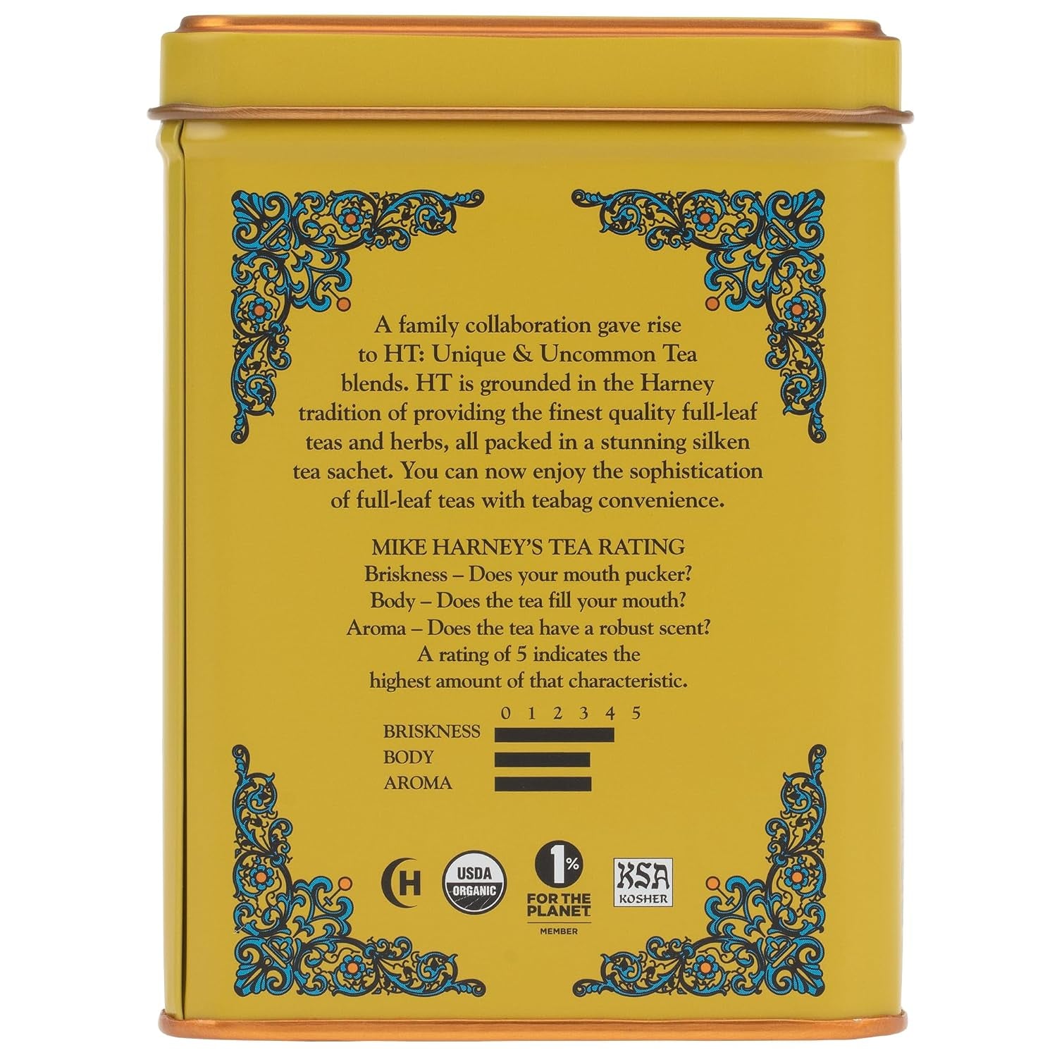 Organic Ginger Lemon Herbal Tea, 20 Sachets in Tin | Organic Herbal Tea with Ginger Root, Lemon Peel and Black Pepper. Naturally Caffeine Free.