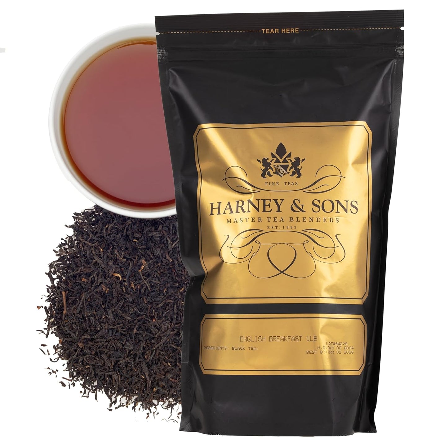 English Breakfast Loose Leaf Black Tea – China Keemun Breakfast Tea, Caffeinated, 16 Oz Bag