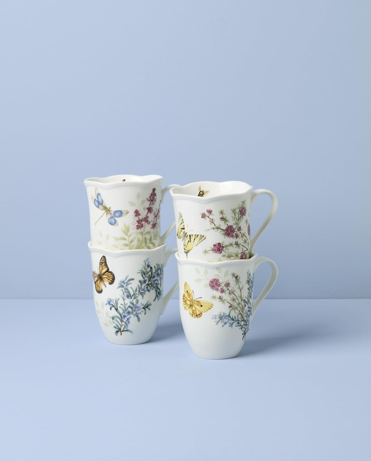 897911 Butterfly Meadow Herbs Mugs, Set of 4