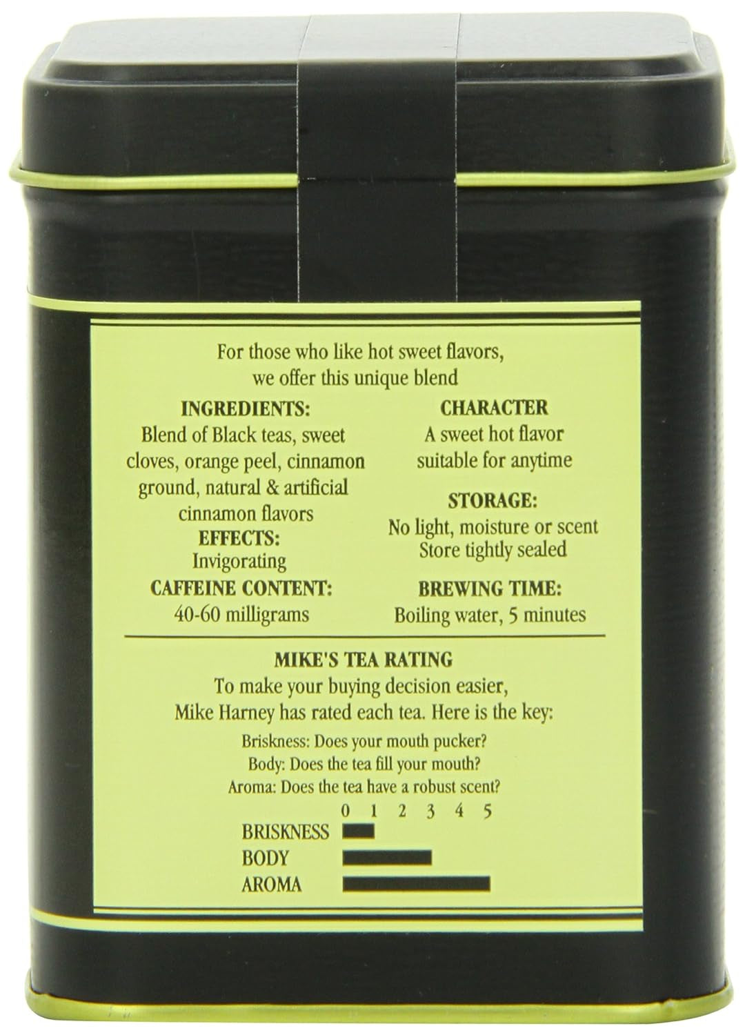 Hot Cinnamon Spice, Loose Leaf Black Tea, 4 Ounce Tin