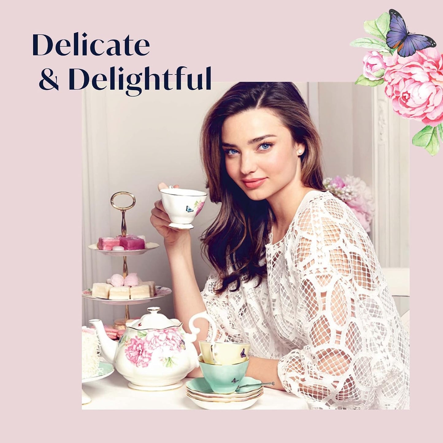 Miranda Kerr for  Mixed Patterns Teacup & Saucer Set of 4, 6Fl Oz