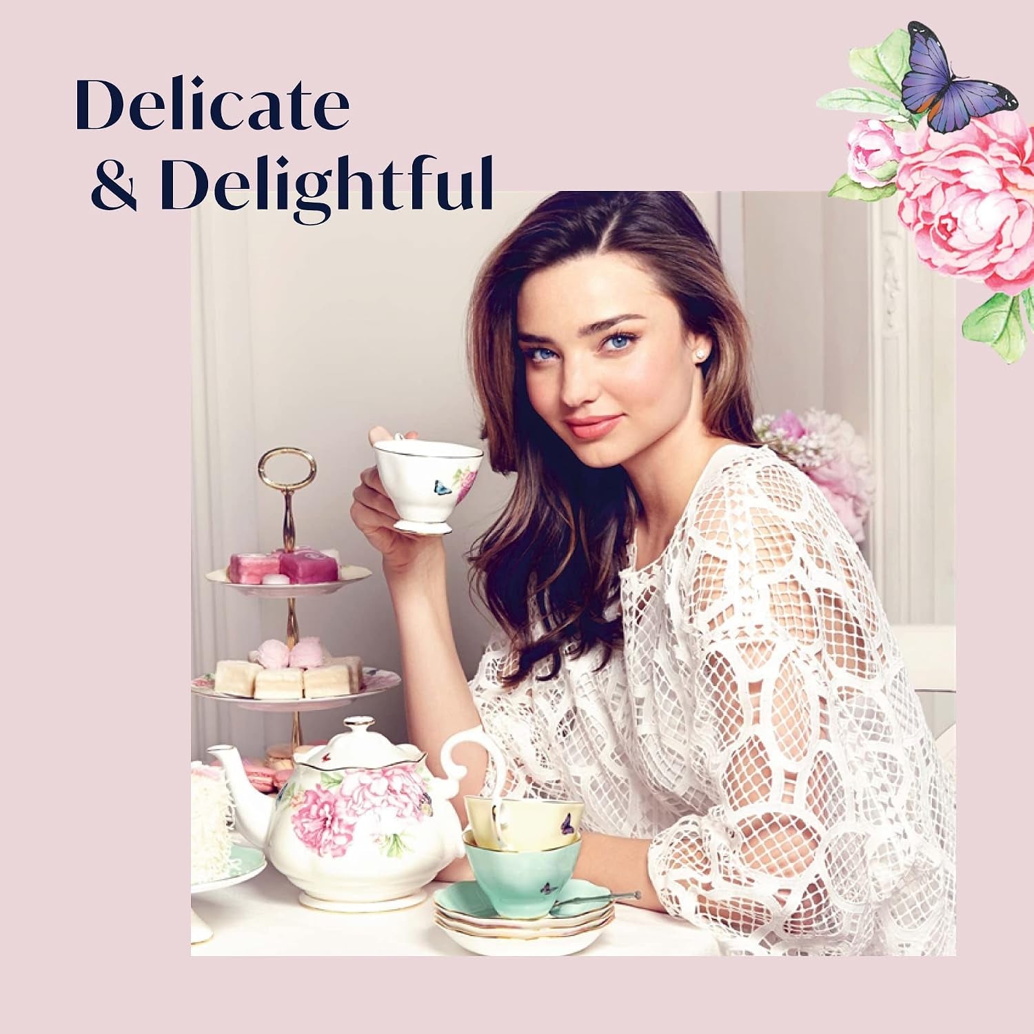 Miranda Kerr for  Mixed Patterns Teacup & Saucer Set of 4, 6Fl Oz