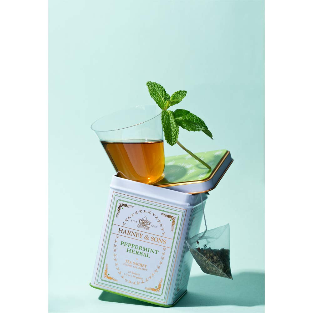 Harney and Sons Peppermint Tea, 20 Sachets 1.2 Oz | Herbal Tea Made with Washington State Peppermint. Naturally Caffeine Free.