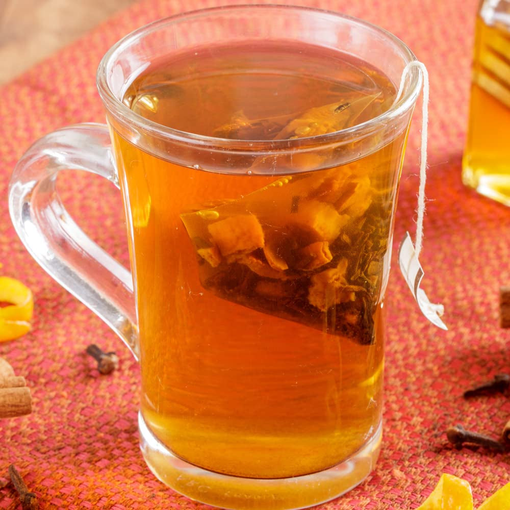 Hot Cinnamon Spice, Bag of 50 Sachets, Black Tea W/Orange Pieces and Cloves (Pack of 1) (Packaging May Vary)