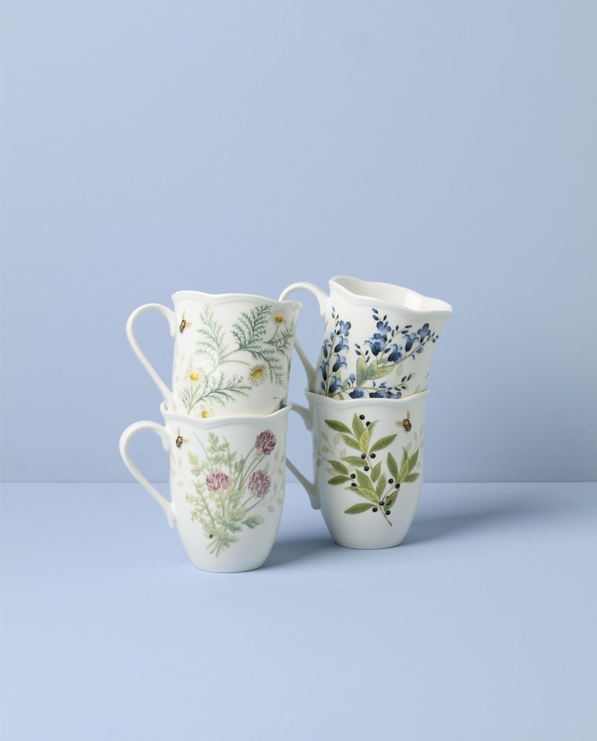 897911 Butterfly Meadow Herbs Mugs, Set of 4