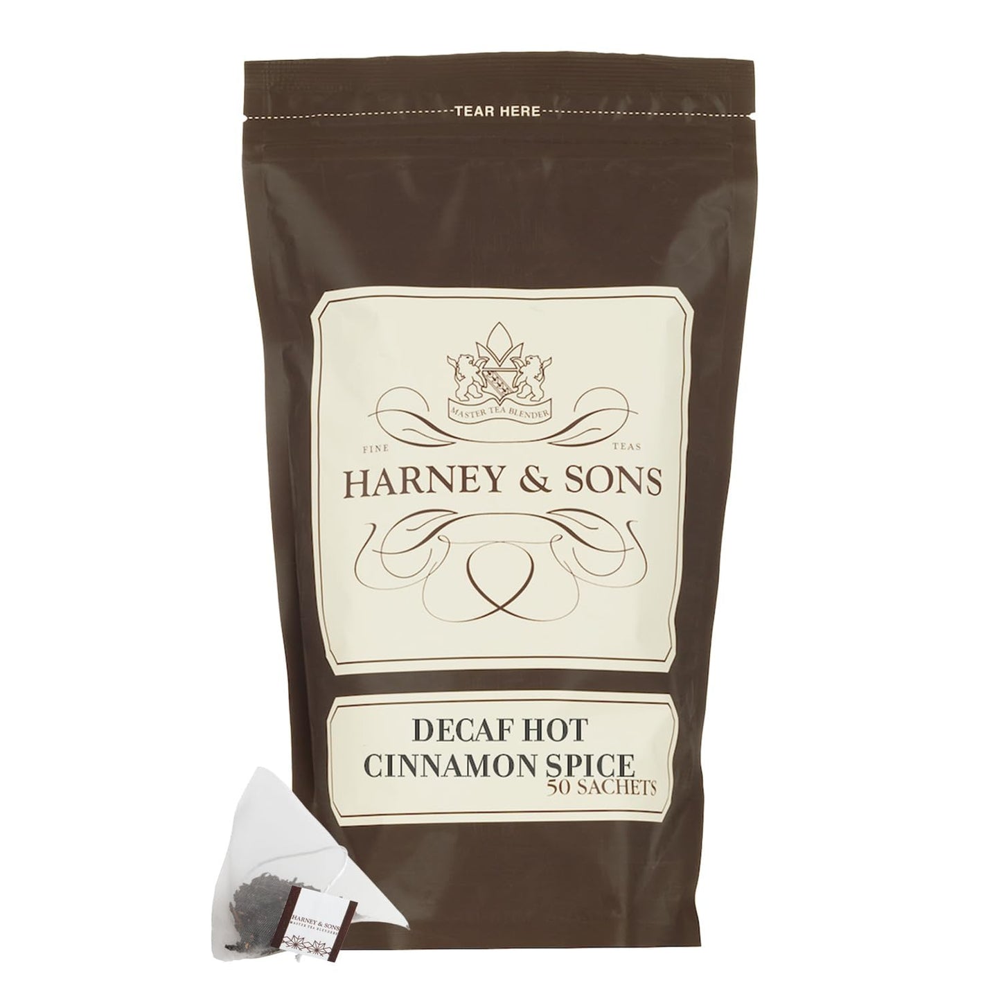 Decaffeinated Hot Cinnamon - Ceylon Black Tea with Three Types of Cinnamon, Orange Peel and Sweet Cloves - 50 Count Sachet Bag