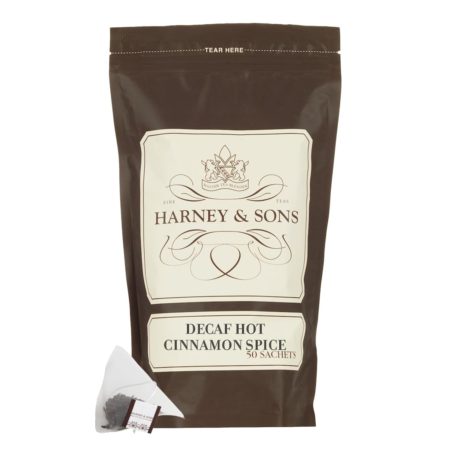 Decaffeinated Hot Cinnamon - Ceylon Black Tea with Three Types of Cinnamon, Orange Peel and Sweet Cloves - 50 Count Sachet Bag