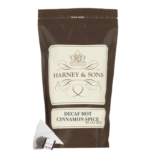 Decaffeinated Hot Cinnamon - Ceylon Black Tea with Three Types of Cinnamon, Orange Peel and Sweet Cloves - 50 Count Sachet Bag