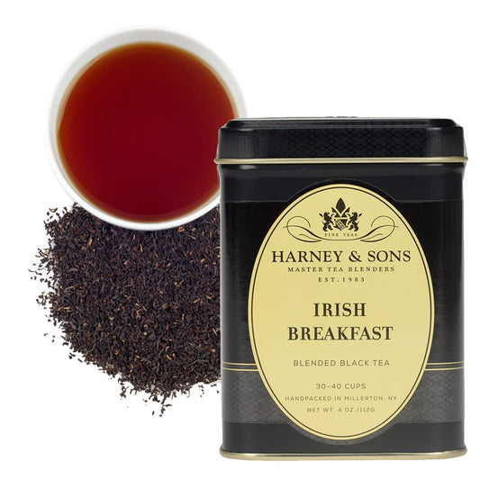 Harney and Sons Irish Breakfast Tea | 4Oz Tin 100% Assam Black Tea Loose Leaf, Bold Breakfast Tea